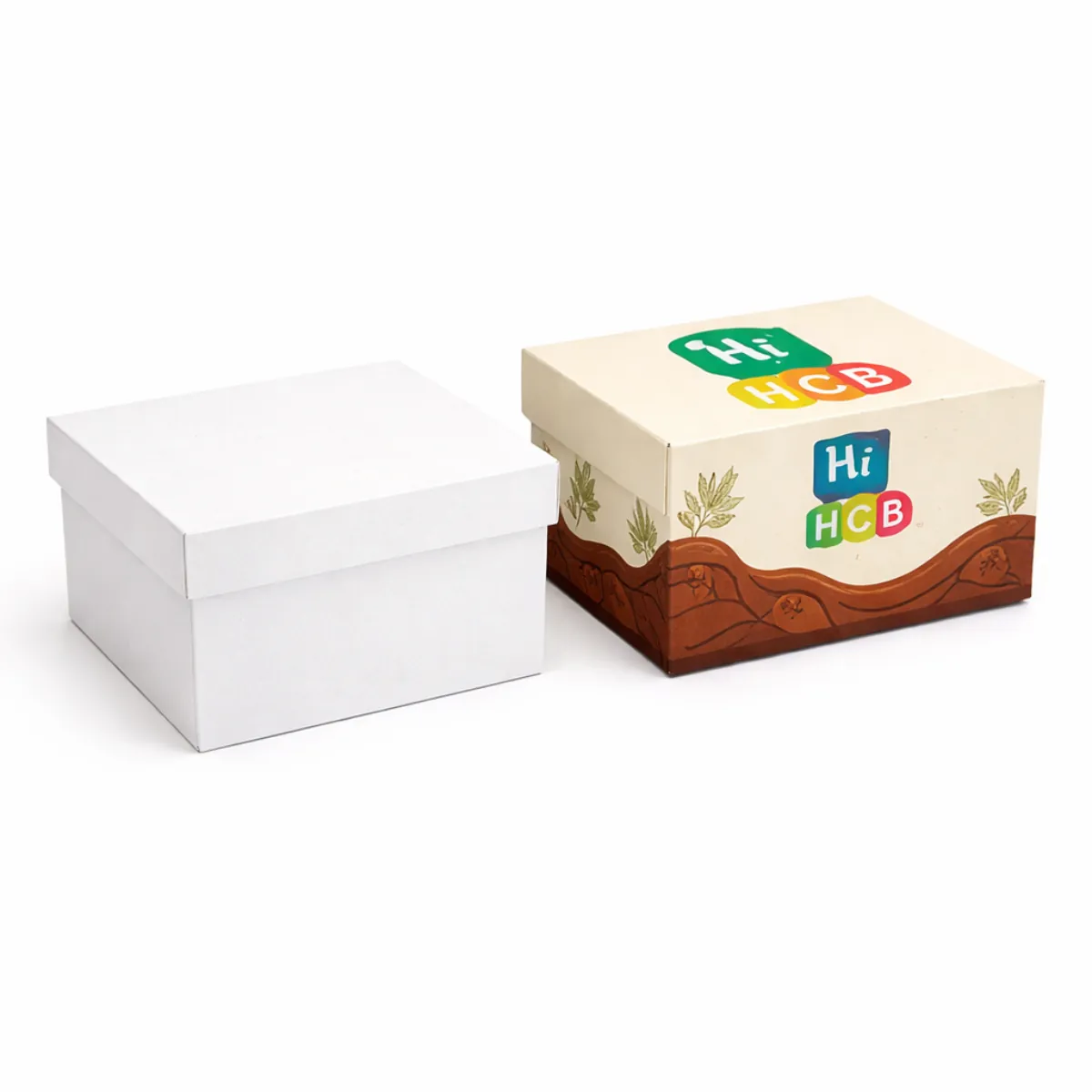 Bespoke dark brown CBD chocolate boxes featuring elegant gold foil branding and a minimalist premium design- class=